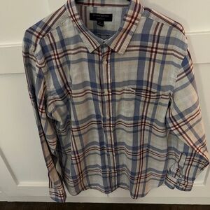 Banana Republic Blue and Red Casual Button Down Shirt